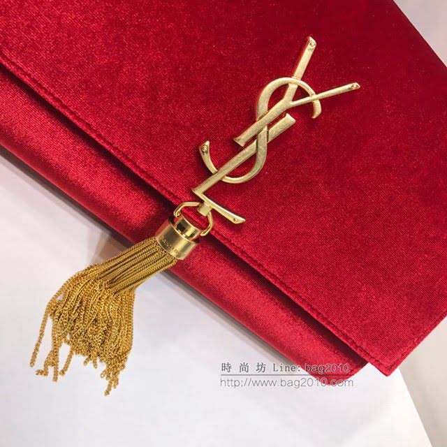 YSL爆款女士包包 聖羅蘭經典款天鵝絨流蘇鏈條包 YSL肩背斜挎包 354119  jjh1063